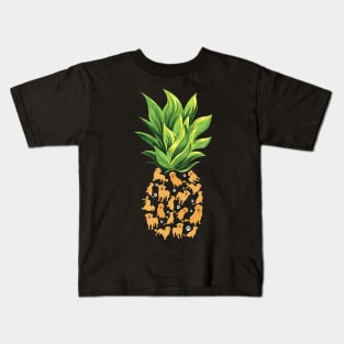 Tropical Pineapple Golden Retriever Dog Lovers Gift Kids T-Shirt